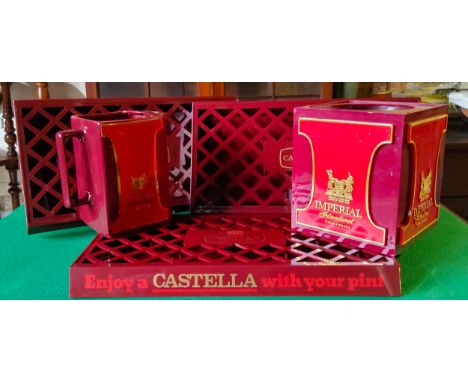 An Imperial International ice bucket; Castella 'Have a Castella with your pint' drip trays and Imperial water jug by Wade. Ex
