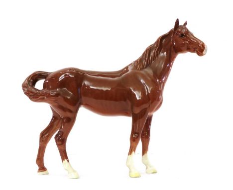 Beswick Swish Tail Horse, First Version, model No. 1182, Chestnut gloss (a.f).  Nibbles to all hooves and fine crazing, with 