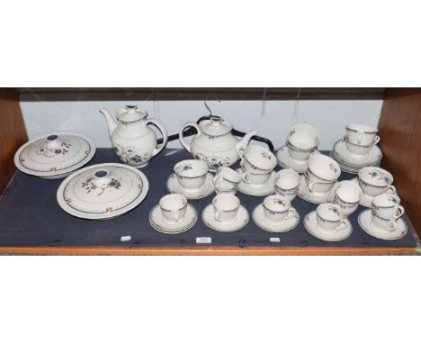 Royal Doulton 'Old Colony' pattern tea and dinnerware's comprising ten tea cups, twelve coffee cups, seventeen saucers, tea p