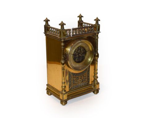 A gilt brass striking mantel clock, circa 1890