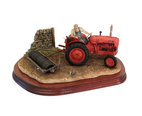 Border Fine Arts 'Turning with Care' (Nuffield Tractor), model No. B0094 by Ray Ayres, limited edition 147/1750, on wood base