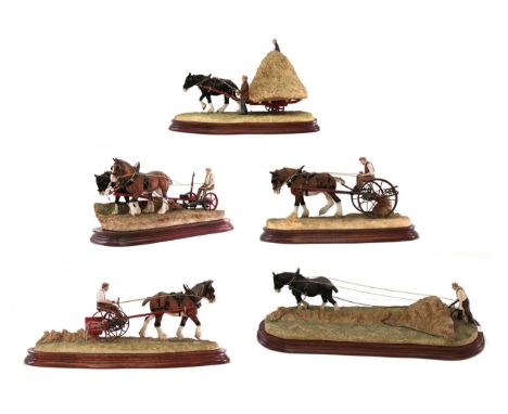 Border Fine Arts Hay Time Figure Groups by Ray Ayres, commissioned by The Posthorn, Castle Douglas, all Gold limited edition 