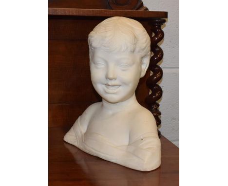 After Desiderio da Settignano (c.1428-1464): A white marble bust of the Laughing Boy, 31cm high   Born in Florence around 141