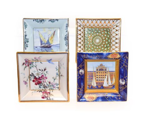 Patek Phillipe Geneve four boxed plates of square form, 18.5cm, each contained within original presentation box, manufactured