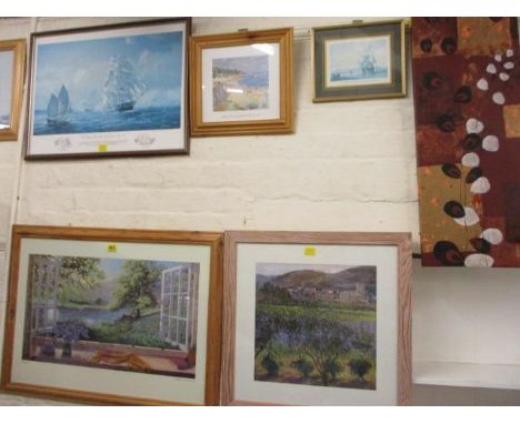 Stephen Derbyshire -'Bluebells' - a print, signed lower right hand corner, together with mixed prints to include The Cutty Sa