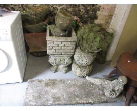 A quantity of garden composite planters to include a garden bench 