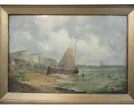 A Victorian oil on panel seascape, 11 3/4" x 7 3/4" 