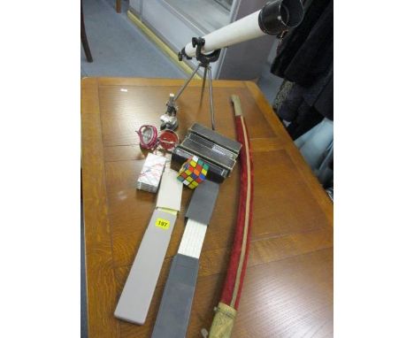 A mixed lot to include an Orbit telescope and an Indian sword 