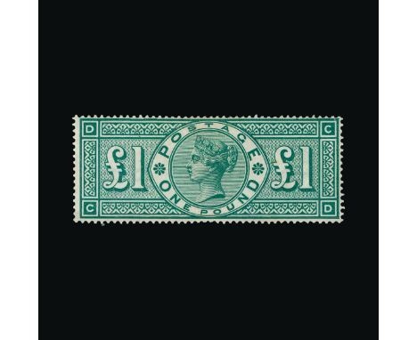 Great Britain - QV (surface printed) : (SG 212) 1891 £1 green, CD, centred to NE, very fresh, fine mint. Cat £3500 (image ava