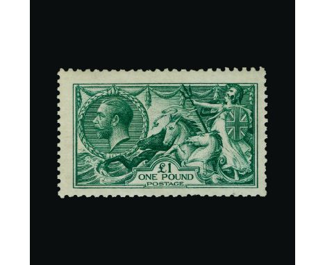 Great Britain - KGV : (SG 404) 1913 Waterlow £1 blue-green, centred to SE, light vertical gum crease visible on reverse only,