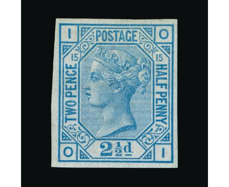 Great Britain - QV (surface printed) : (SG (141)) 1873-80 2½d, IMPERF COLOUR TRIAL IN BLUE, plate 15, OI, h/r, very fresh, m.