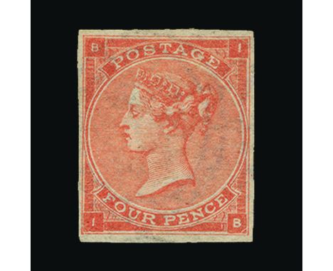 Great Britain - QV (surface printed) : (SG 82a) 1862-64 4d pale rose, hair lines, IB, IMPERF, h/r, fine m.m.  Brandon Cert. (