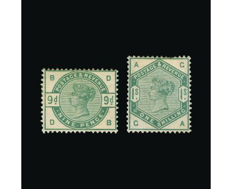 Great Britain - QV (surface printed) : (SG 187-96) 1883-84 lilac and green set complete to 1s (expertised Senf), top two valu