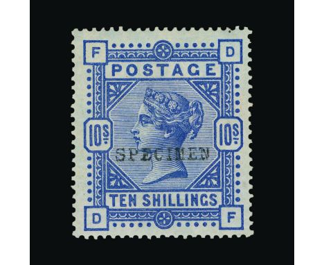 Great Britain - QV (surface printed) : (SG 177s) 1883-84 blued paper 10s, DF, ovptd. SPECIMEN Type 9, h/r, fresh m.m.  SCARCE