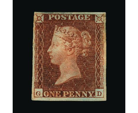 Great Britain - QV (line engraved) : (SG 7) 1841 1d red, printed from 'black' plate 11, GD, 4 small to very good margins, lig
