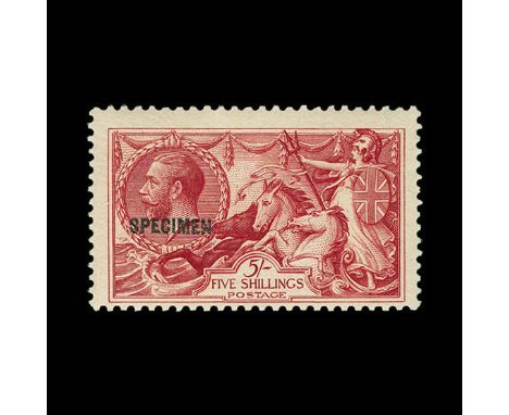 Bradbury Wilkinson Collection : GREAT BRITAIN 1918-19 Seahorses 5s. With 'SPECIMEN' type 32 overprint, fine mint, cernered to