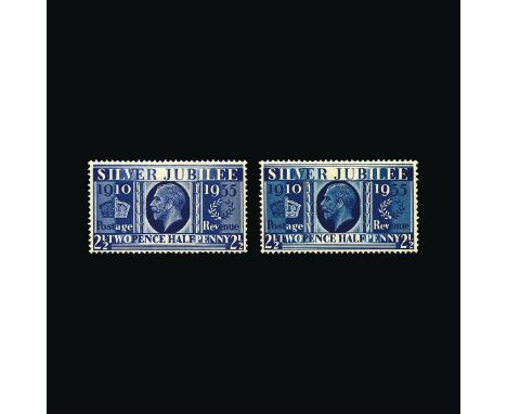 Great Britain - KGV : (SG 456a) 1935 Silver Jubilee 2½d, the famous Prussian blue, superb mint small hinge trace full fresh o