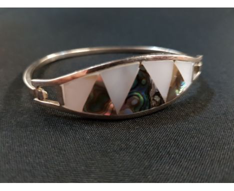 SILVER MOTHER OF PEARL BANGLE