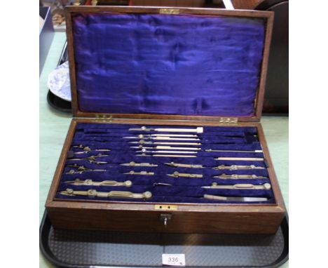 A quantity of drawing equipment, weights, scales and needles etc (two trays)