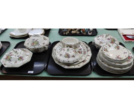 A twenty seven piece Royal Doulton 'Old Leeds' pattern part dinner service, four assorted oval dishes, an Imari plate plus te