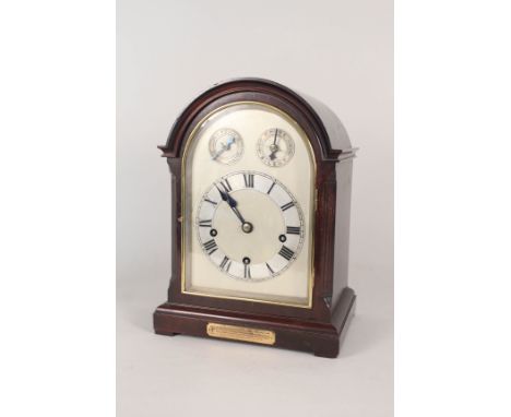 A 1920's mahogany cased striking bracket clock with Westminster chime