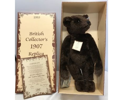 Steiff British Collectors 1907 Replica Teddy Bear, Ltd Edition 965 of 3000, Mint and boxes. 60cms t.