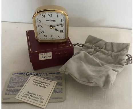 Wehrle Elba miniature mantle clock, unused retail boxed, approx 5 cms t. 