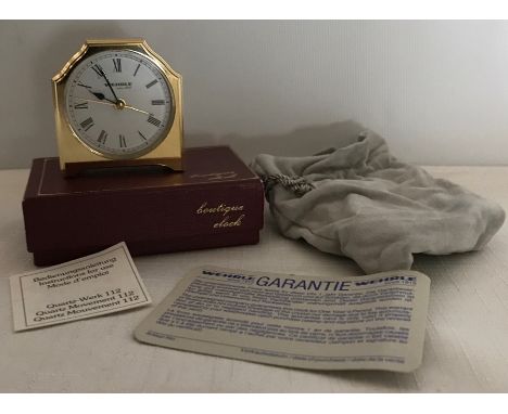 Wehrle Viscount miniature mantle clock, unused retail boxed, approx 5.3cms t. 