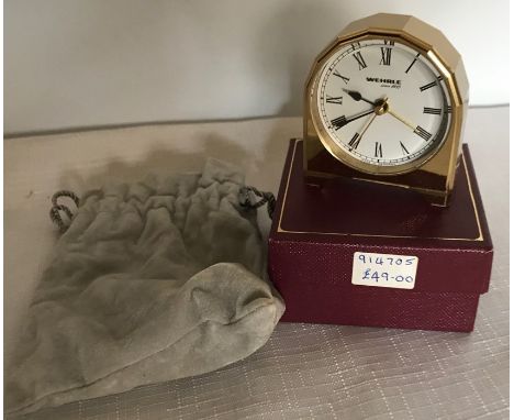 Wehrle Cynthia mantle clock, unused retail boxed, approx 5.5cms t. 