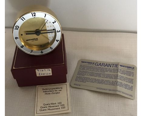 Wehrle Bambino miniature mantle clock, unused retail boxed, approx 6 cms t. 