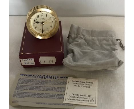 Wehrle Monti miniature mantle clock, unused retail boxed, approx 4.5cms t. 