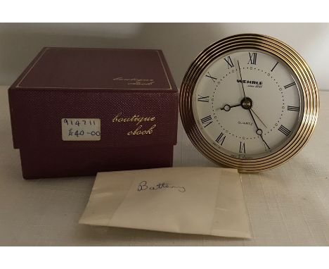 Wehrle Flamenco miniature mantle clock, unused retail boxed, approx 7.7cms t. 