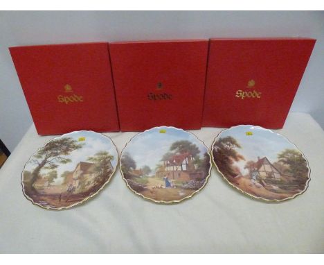 Spode collectors plates, Rural scenes, The Farmhouse, Farmer's Wife and Shephard, 23.5cms w, as new, boxed. 