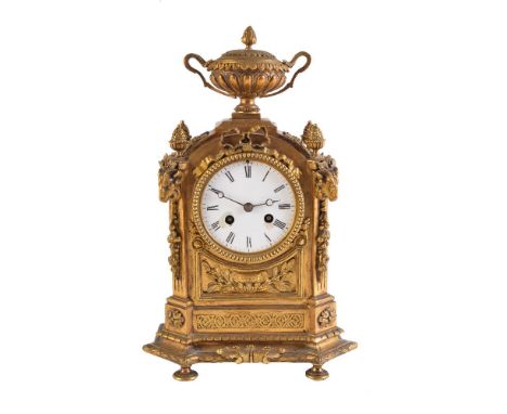 A giltmetal mantel clock in Louis XVI style, late 19th century, with eight-day bell striking movement stamped JBD, M DRIELSMA