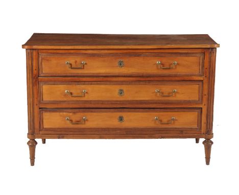 A Directoire provincial cherrywood commode, early 19th century, 84cm high, 130cm wide, 59cm deep