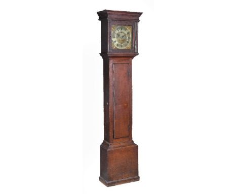 A George III oak thirty-hour longcase clock, late 18th century, the posted countwheel bell striking two handed movement with 