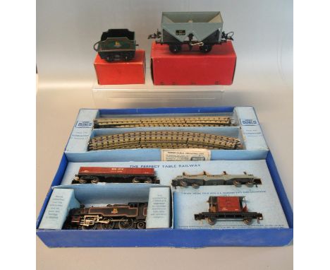 Hornby Dublo 2-6-4 tank goods train set B.R in original box. Together with a Hornby trains 0 gauge hopper wagon in original b