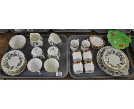 Two trays of china to include: Royal Worcester 'Lavinia' part teaware decorated with blackberry pattern to include: five cups