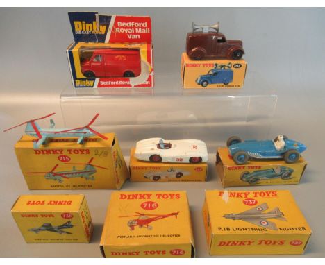 Collection of vintage Dinky toys, all in their original boxes to include; 230 Talbot-lago racing car, Bristol 173 helicopter,