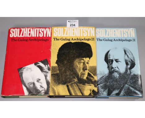 The Gulag Archipelago by Alexander Solzhenitsyn first edition complete works in three volumes.(B.P. 21% + VAT) 