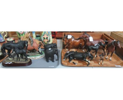 Two trays of mostly horse studies to include; various Beswick horses and foals, Leonardo Collection horse and foal, study of 