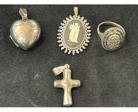 3 Silver pendants &amp; silver ring