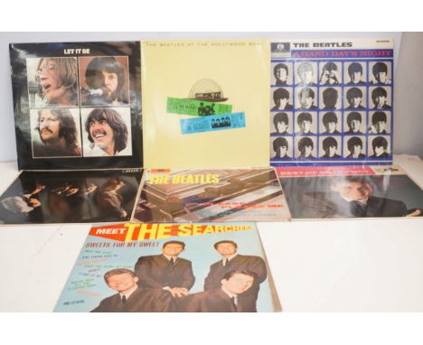 The rolling stones LP, Beatles Please Please Me, The Beatles A hard days night, The Beatles at the Hollywood bowl, The Beatle