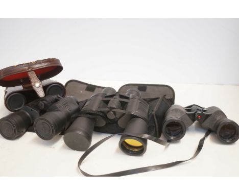 Swift vintage binoculars together with 3x other pairs of binoculars - 1 with leather case 