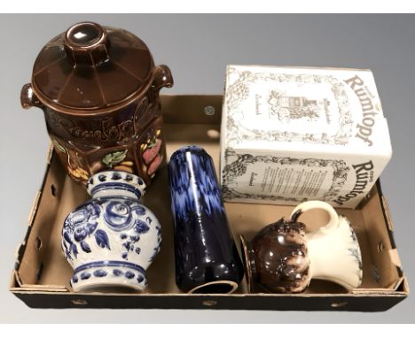 A Rumtopf lidded kitchen storage jar, West German jugs and vase, etc. (1 box)
