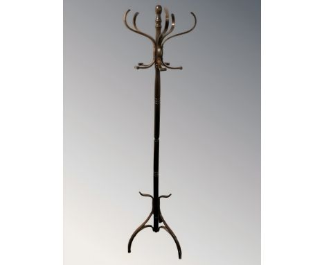 A laminated and bentwood hat and coat stand.
