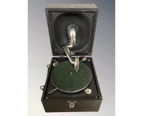 A Decca portable gramophone.