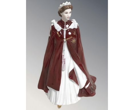 A Royal Worcester figure in celebration of the Queen's 80th birthday 2006, height 23 cm.
