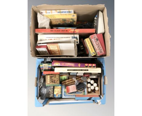Assorted board games, playing cards, toys etc (2 boxes) 