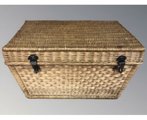 A large wicker hamper, width 91 cm.